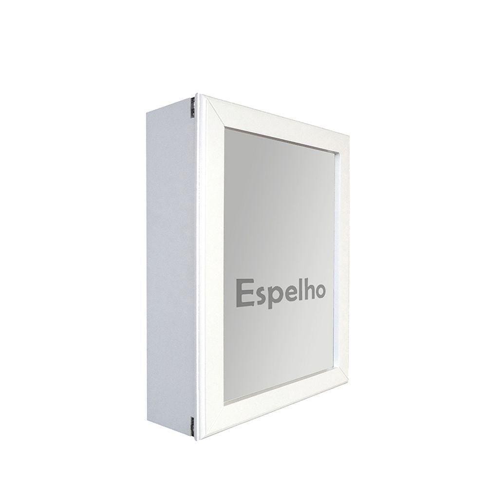 Armário Aéreo Banheiro Com Espelho Espelheira Branco Laca