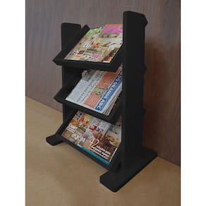 Revisteiro De Piso Chão Porta Revistas Livros Preto Laca