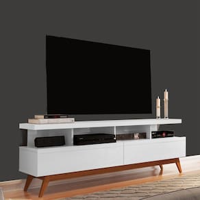 Rack Para TV Até 60 Polegadas 160cm 2 Gavetas 4 Nichos Vivare Giga Móveis Branco