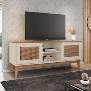 Rack Safira 2 Portas 135cm Versátile Casa D Off White/Noce