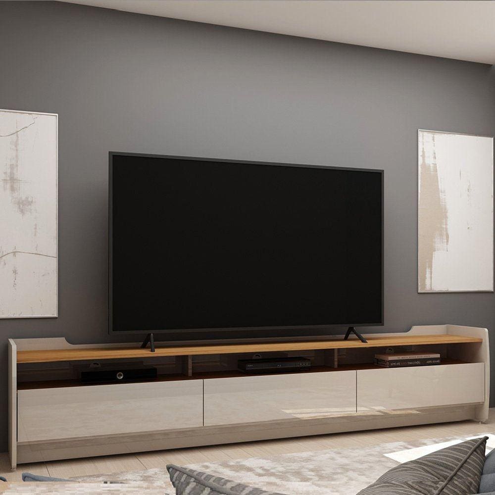 Rack para TV até 70 Polegadas 3 Gavetas 3 Nichos Sublime 220 Gelius Móveis Off White/Naturale