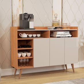 Buffet Aparador 3 Portas 5 Nichos Celta Giga Móveis Nature/Off White