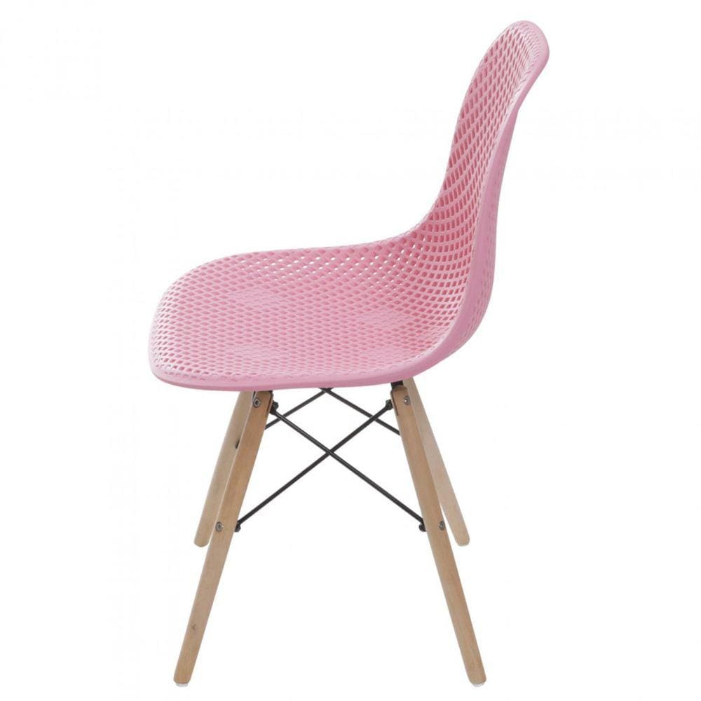 Cadeira Base Madeira Colmeia OR Design Rosa