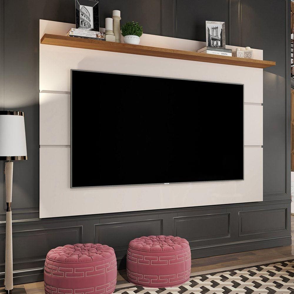 Painel Para TV Até 60 Polegadas 160cm 1 Prateleira Vivare New Giga Móveis Off White/Freijó