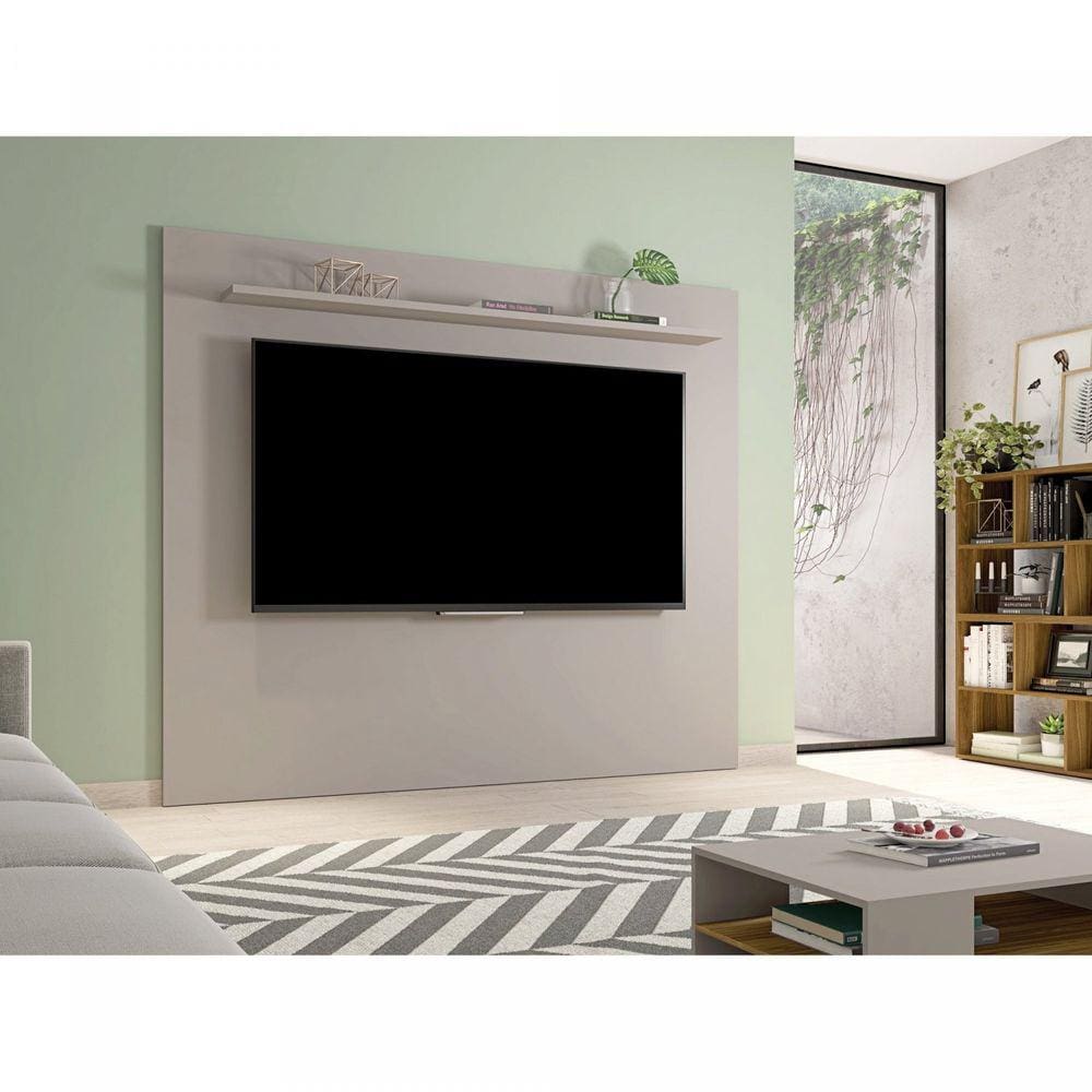 Painel para TV até 75 Polegadas 1 Prateleira 216cm Soberano Caemmun Cinza