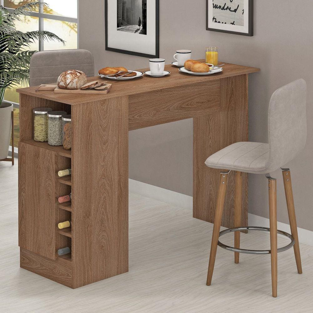 Bancada Balcão Bistrô para Cozinha Gourmet 1 Porta 2 Nichos com Garrafeiro Fellicci Manchester
