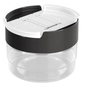 Porta tempero de plástico com 2 aberturas 140ml preto Plasutil ref.13946