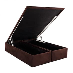 Base Baú Phy Camurça Queen 158x198x39cm Ortobom Marrom