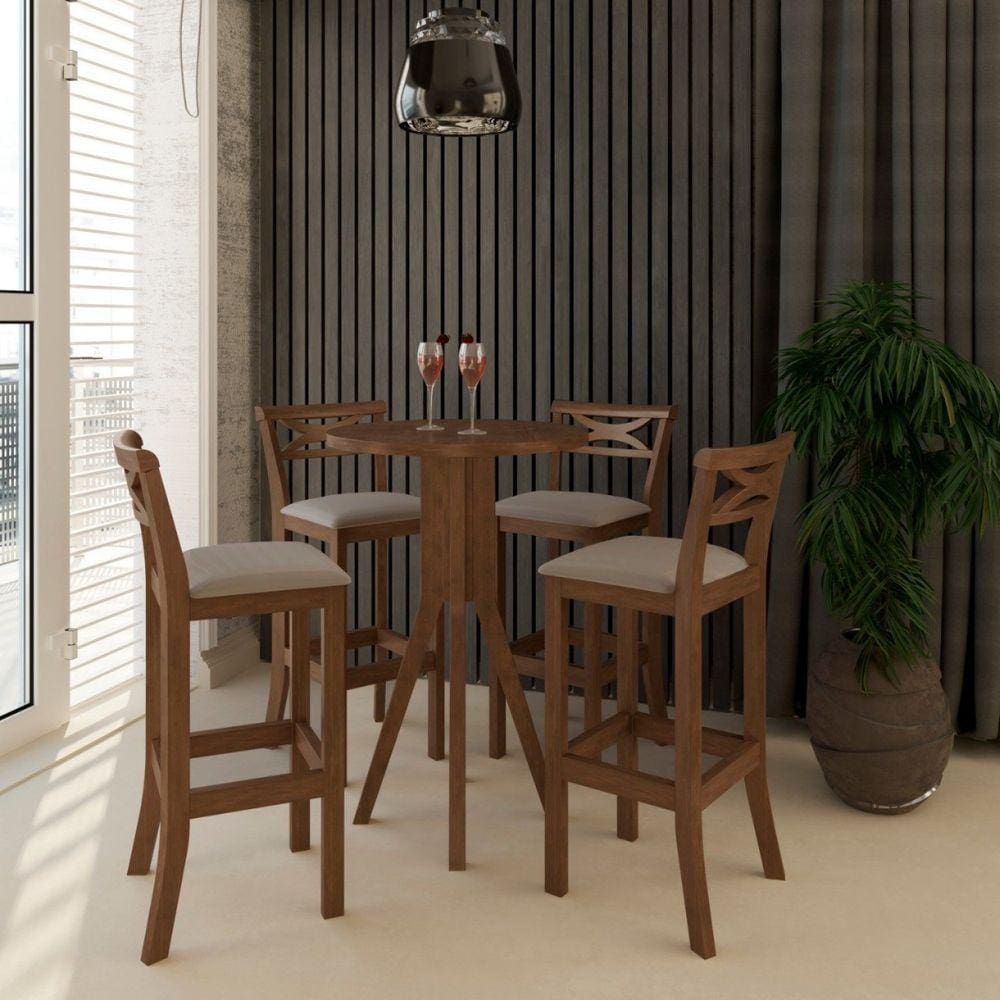 Conjunto Bistrô 1 Mesa 4 Banquetas Copacabana CCS Interiores Pinhão