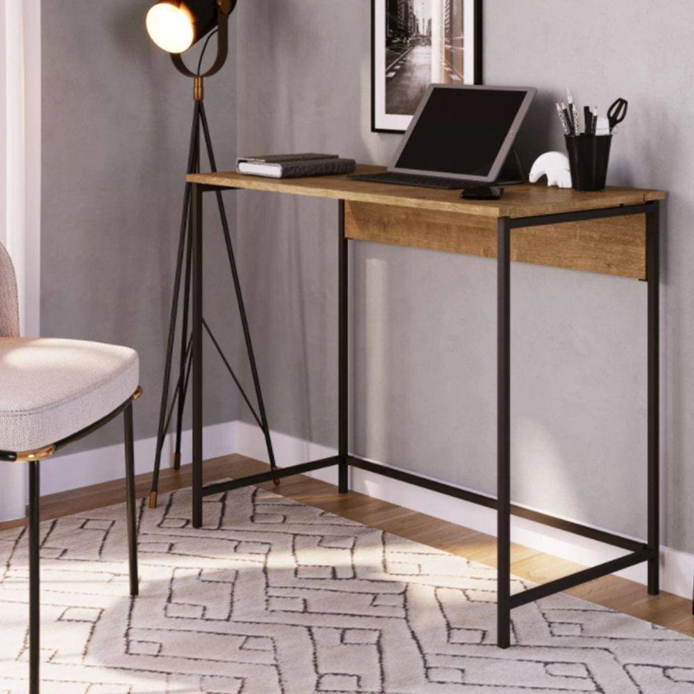 Escrivaninha Dobrável 90cm Industrial Steel Quadra Artesano Vermont/Preto