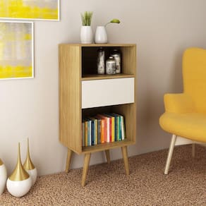 Estante Baixa 1 Gaveta Tecno Mobili Natural/Off White