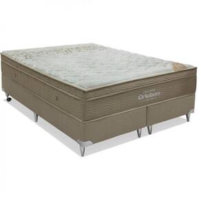 Conjunto Cama Box Colchão Viscomemory Queen Ortobom Bege/Branco