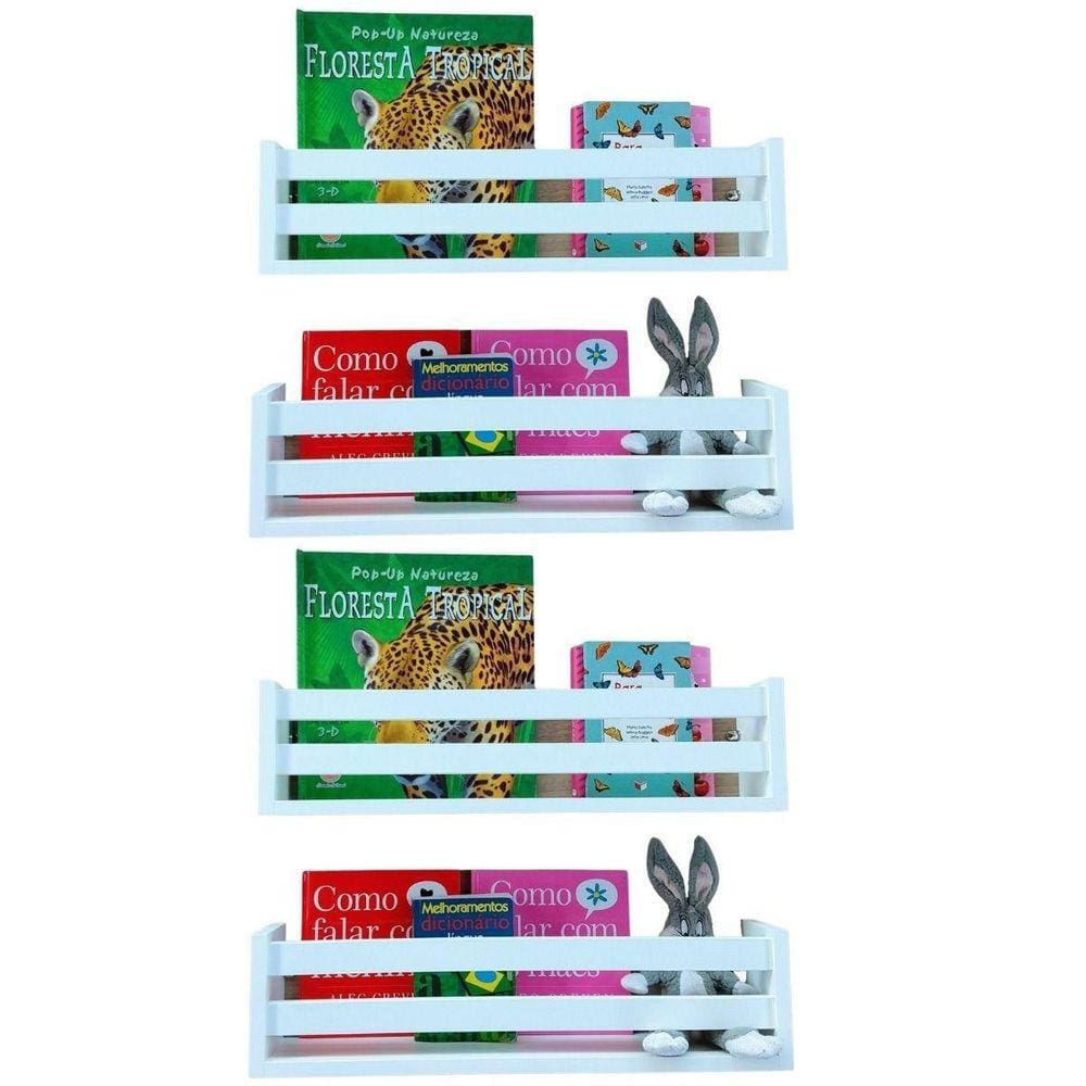 Kit Nicho Parede Livro Infantil Estante Bonecos Carrinho