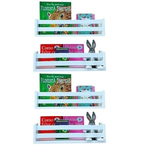 Kit Nicho Parede Livro Infantil Estante Bonecos Carrinho