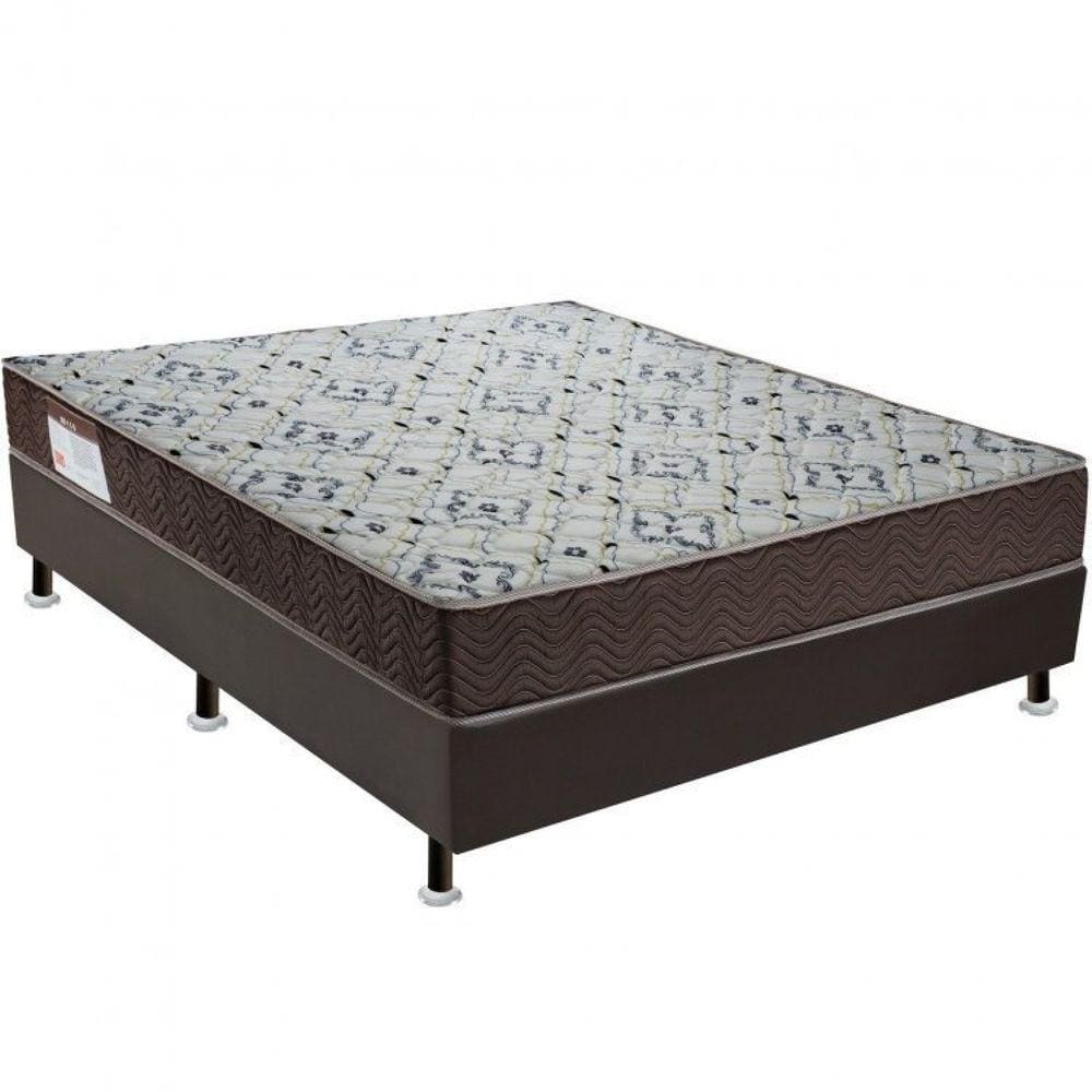 Conjunto Cama Box Colchão Iso D45 Casal Ortobom Marrom/Branco