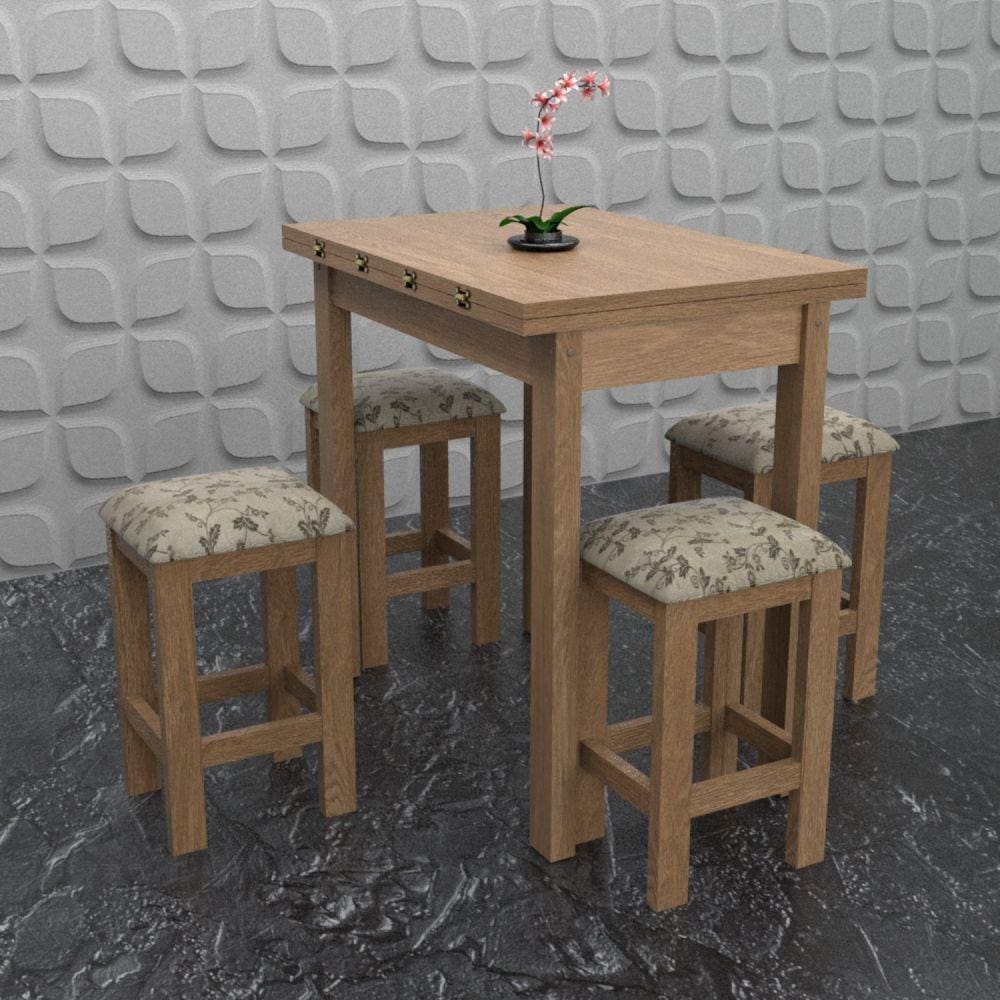 Conjunto De Mesa Dobrável Com 4 Bancos Romana Móveis Meneghetti Inovata