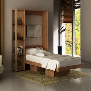 Cama Articulada Solteiro 4 Prateleiras 2 Nichos 128,5x193cm CM8013 Tecnomobili Amendoa