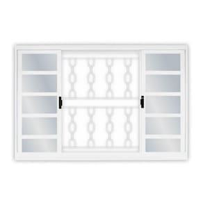 Janela de Correr Aço 4 Folhas com Grade Elo MGM Minas Sul 100cmx150cm Requadro 12cm Vidro Mini Boreal Branco