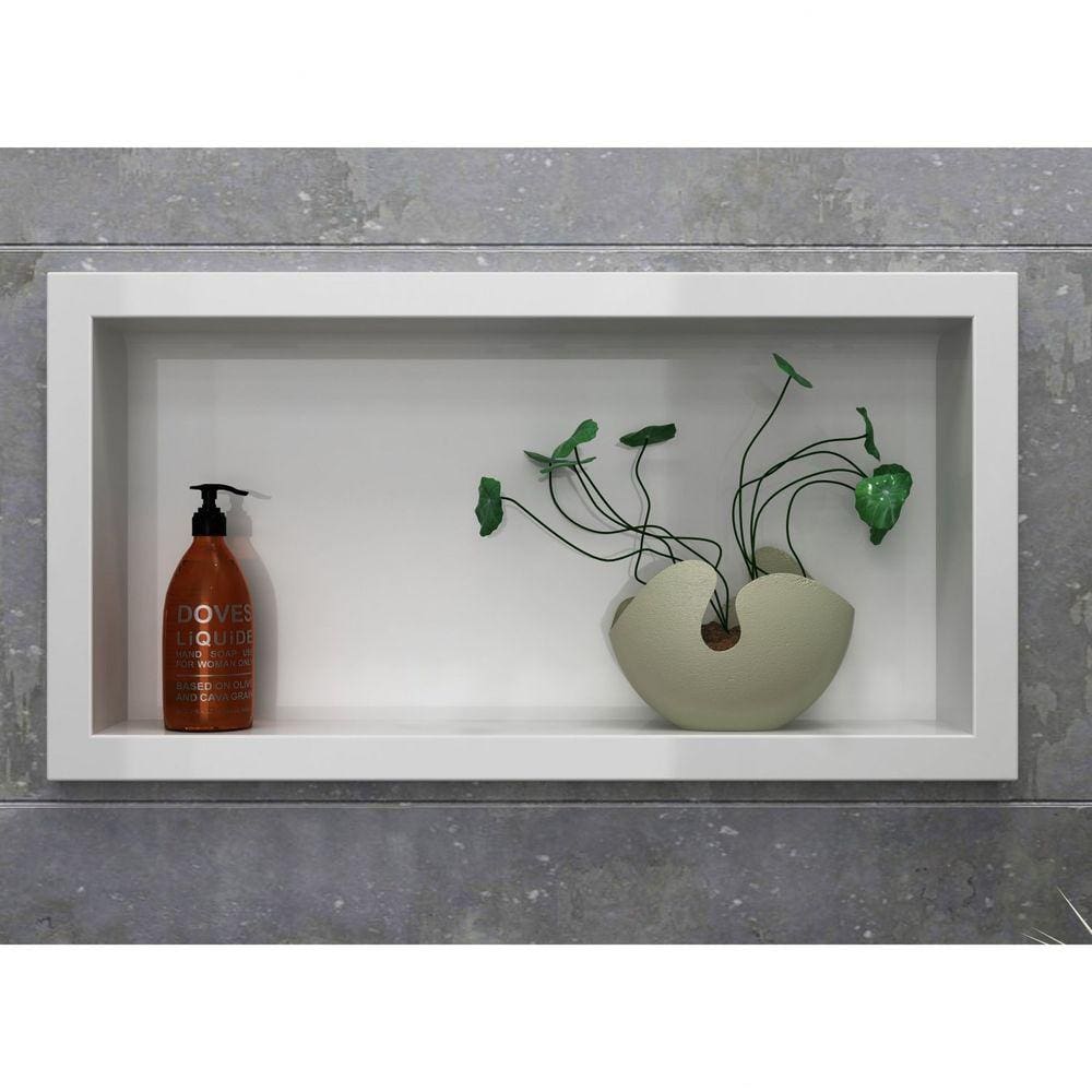 Nicho para Banheiro Mármore Sintético 63x10x33cm Móveis Bosi Branco