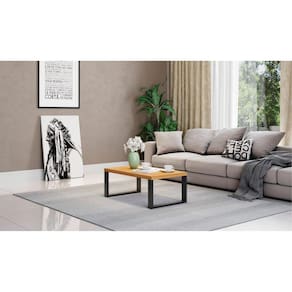Mesa de Centro 67x44cm Industrial Pradel Móveis Freijó/Preto Fosco