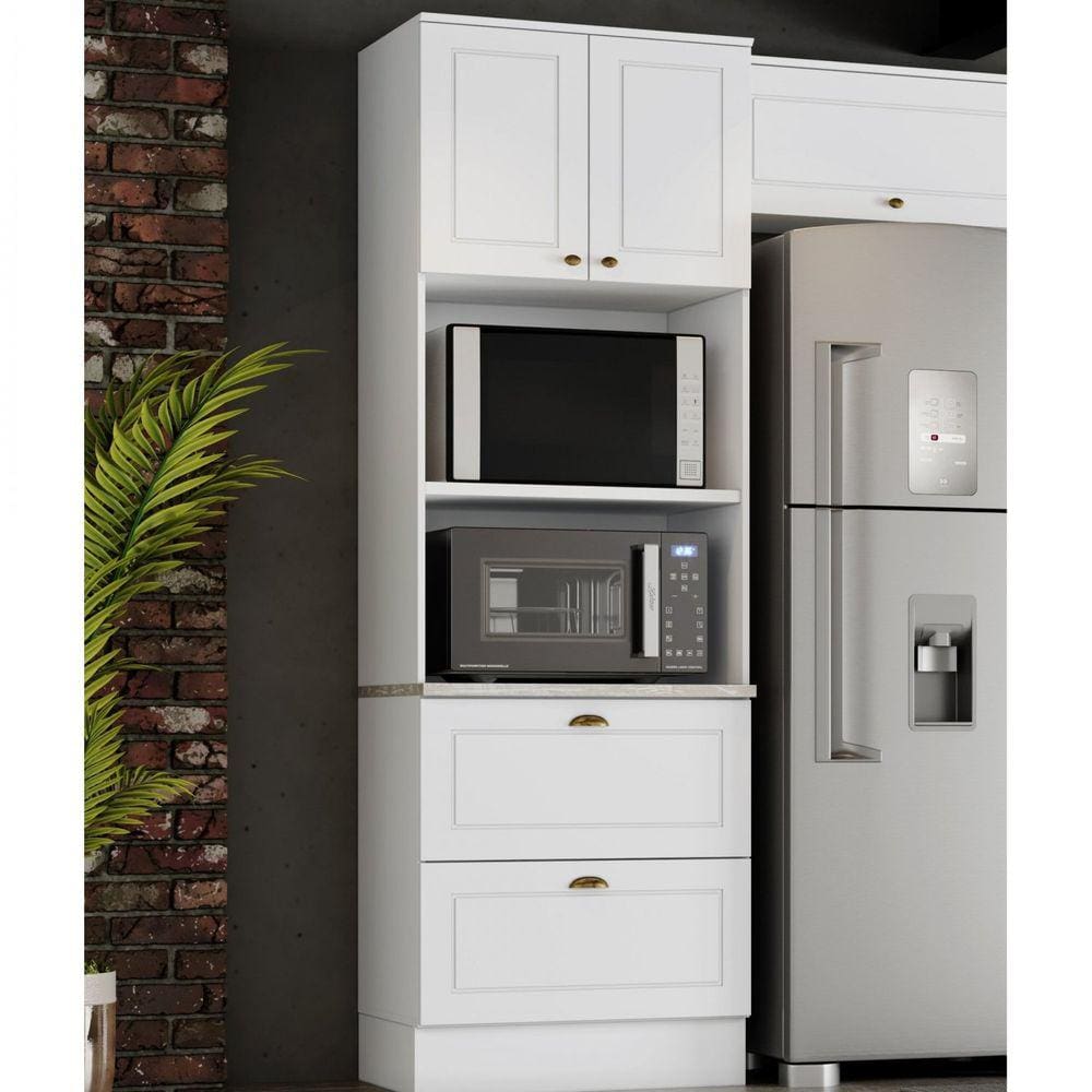 Torre Quente 2 Portas 2 Gavetas 2 Nichos para Forno Emily Henn Branco HP