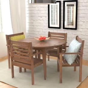 Conjunto com 1 Mesa 4 Cadeiras Pink Sands Cedro Rosa Madeira