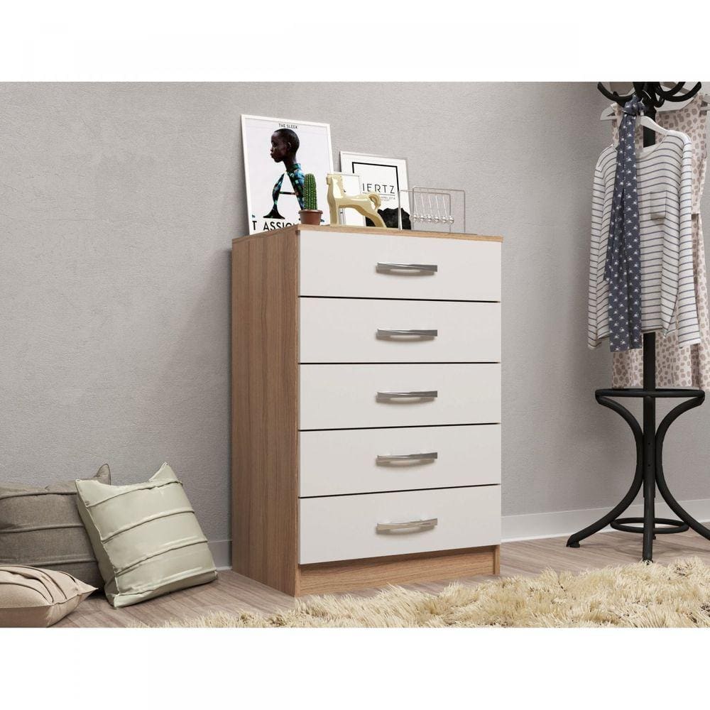 Cômoda 5 Gavetas Maxi Evidência Móveis Branco/Demolição