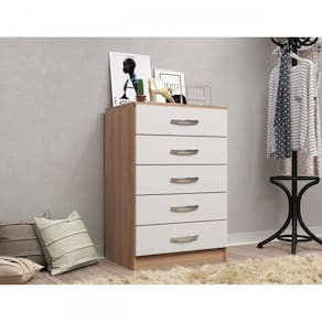Cômoda 5 Gavetas Maxi Evidência Móveis Branco/Demolição