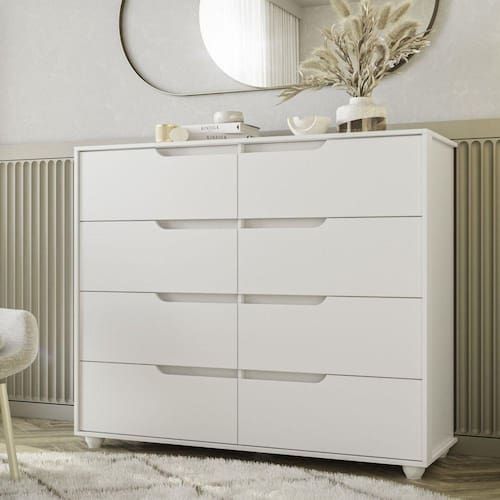 imagem-Cômoda 8 Gavetas Doble Albatroz Móveis Branco Fosco Liso