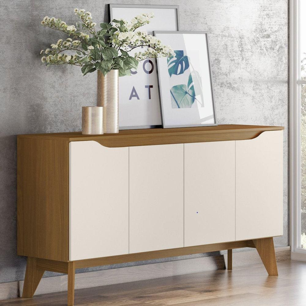 Buffet 4 Portas Quartzo Móveis Henn Nature/Off White