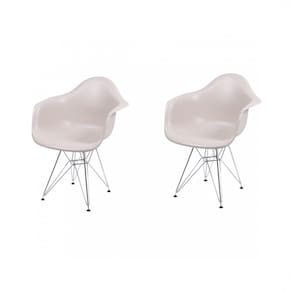 Conjunto 2 Poltronas com Braço Eames DKR OR Design Bege