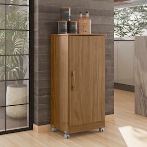 Armário Multiuso Organizador Lavanderia com Rodizio Lírio Moval Naturale