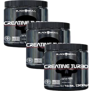 Combo 3X Creatina Creatine 300G Caveira Preta - Black Skull