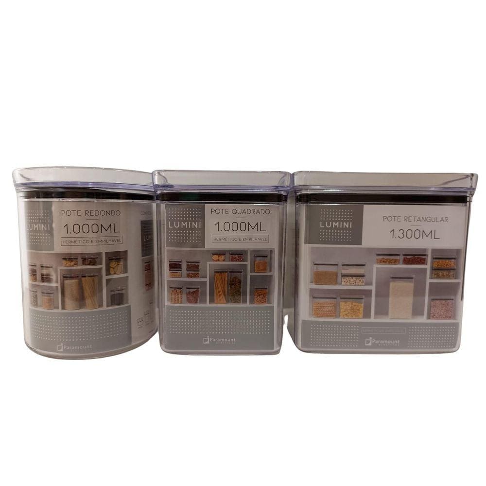 Pote Hermetico Lumini 3 Peças - 1.000Ml, 1.300Ml