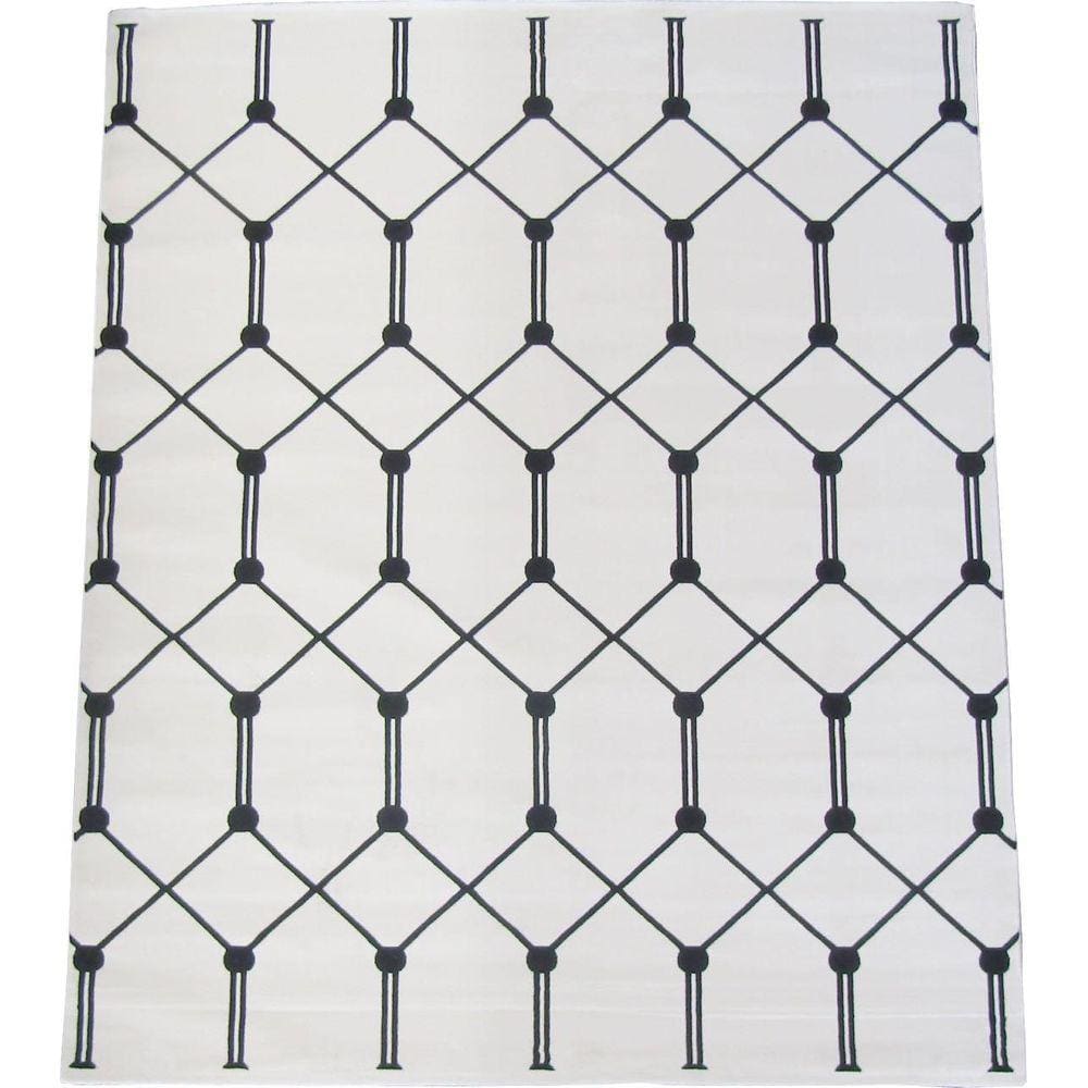 Tapete Sala Geometrico Preto E Branco Grid 150X200 Cm