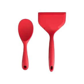 Duas Peças Espatula Larga E Colher Silicone Maciço Unyhome