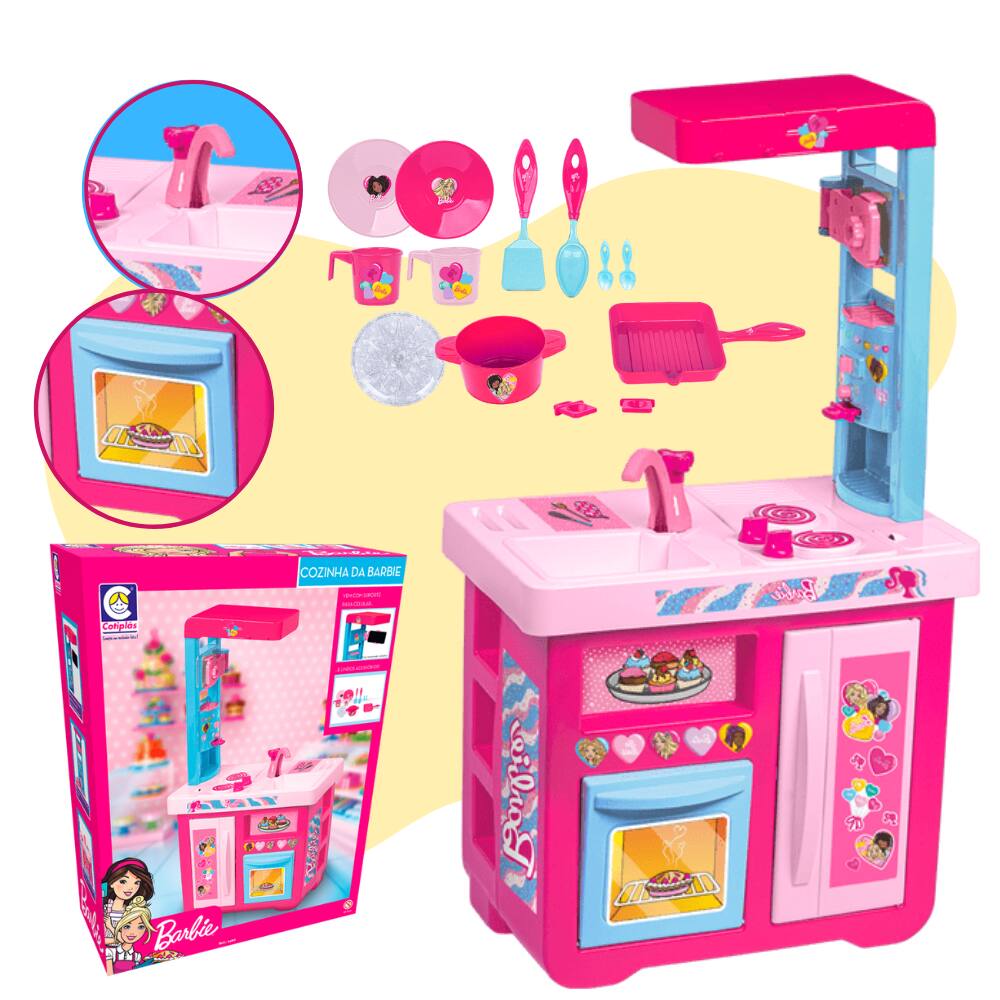 Kit Barbie Cozinha Mestre Cuca Luva + Touca + Avental Jogo Cor