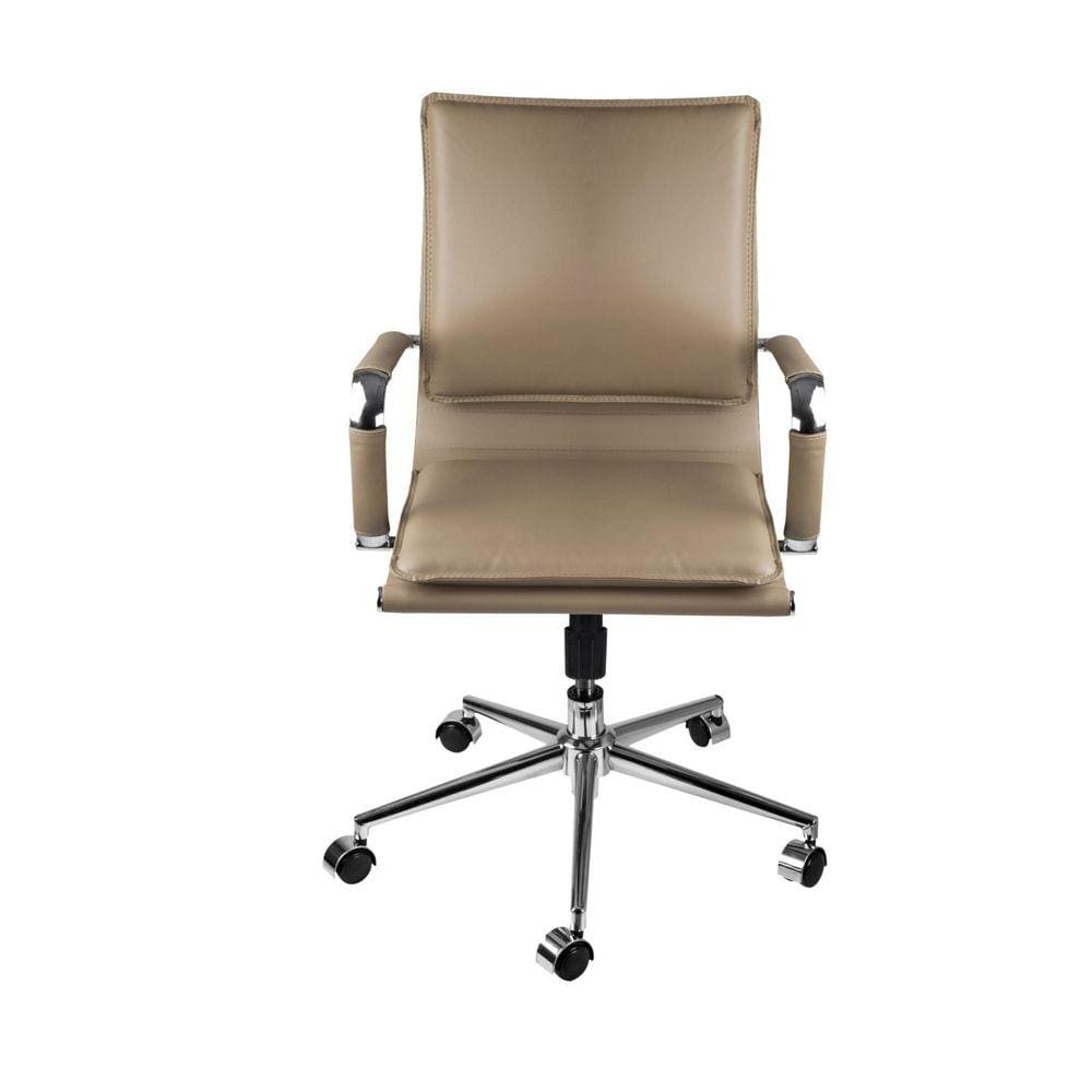 Cadeira para Escritório Baixa Estofada em Corino com Rodízios 3304 OR Design Caramelo