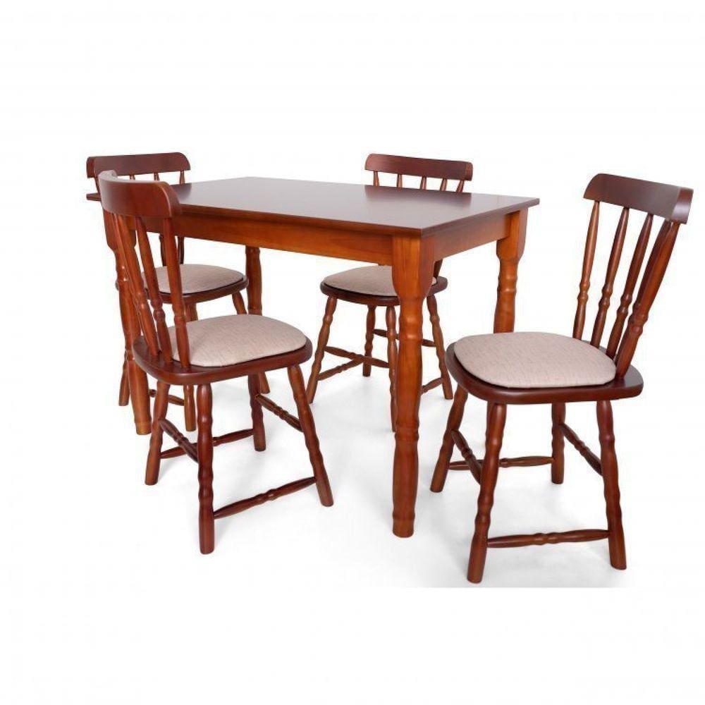Conjunto Mesa com 4 Cadeiras Madeira Maciça Dalas Ecomóveis Imbuia