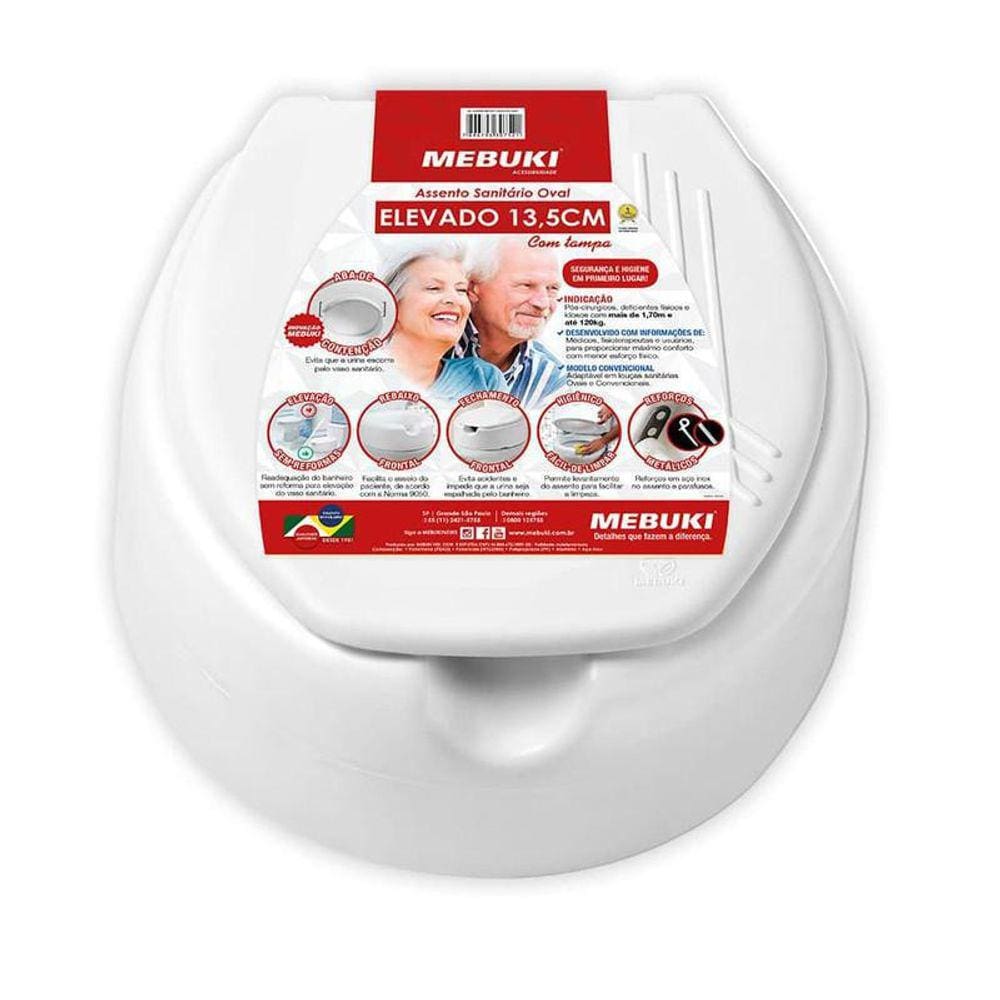 Assento Vaso Elevado Alto 13,5 Idoso Pós Cirurgia C Tampa M