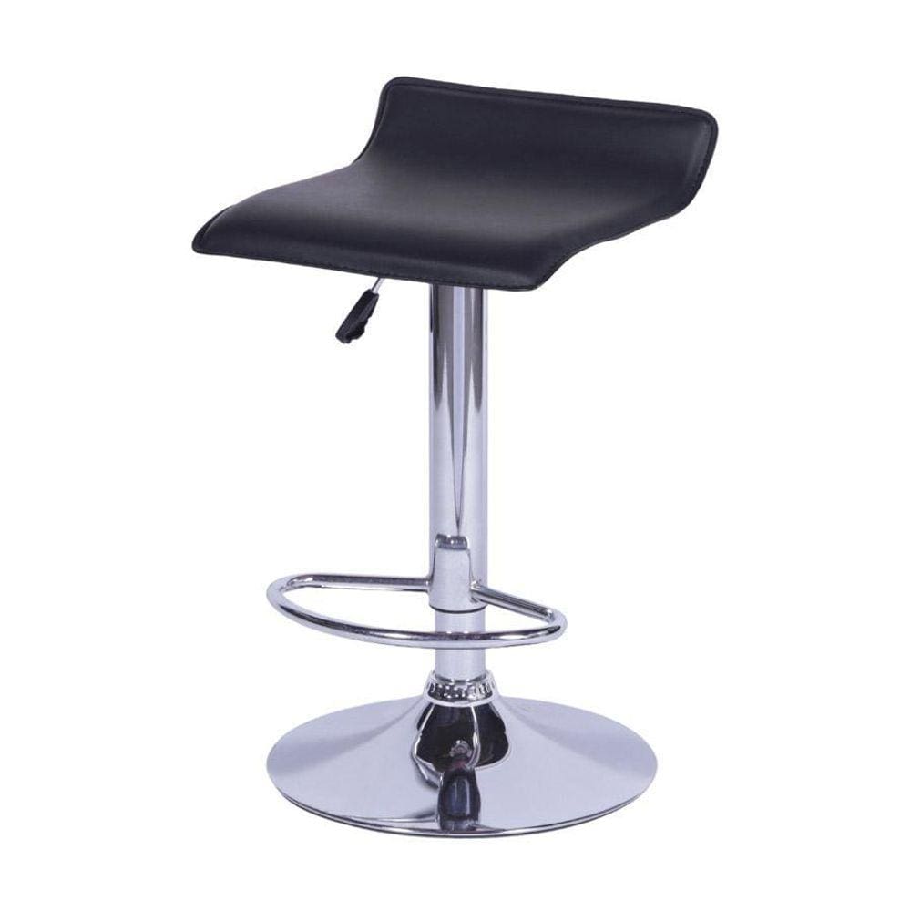 Banqueta Boxbit Wave Onda Estofada Preta Base Cromada
