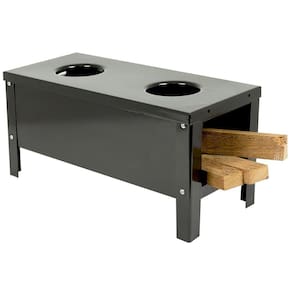 Fogão A Lenha Portátil Camping Aço Carbono Multiuso 2 Bocas