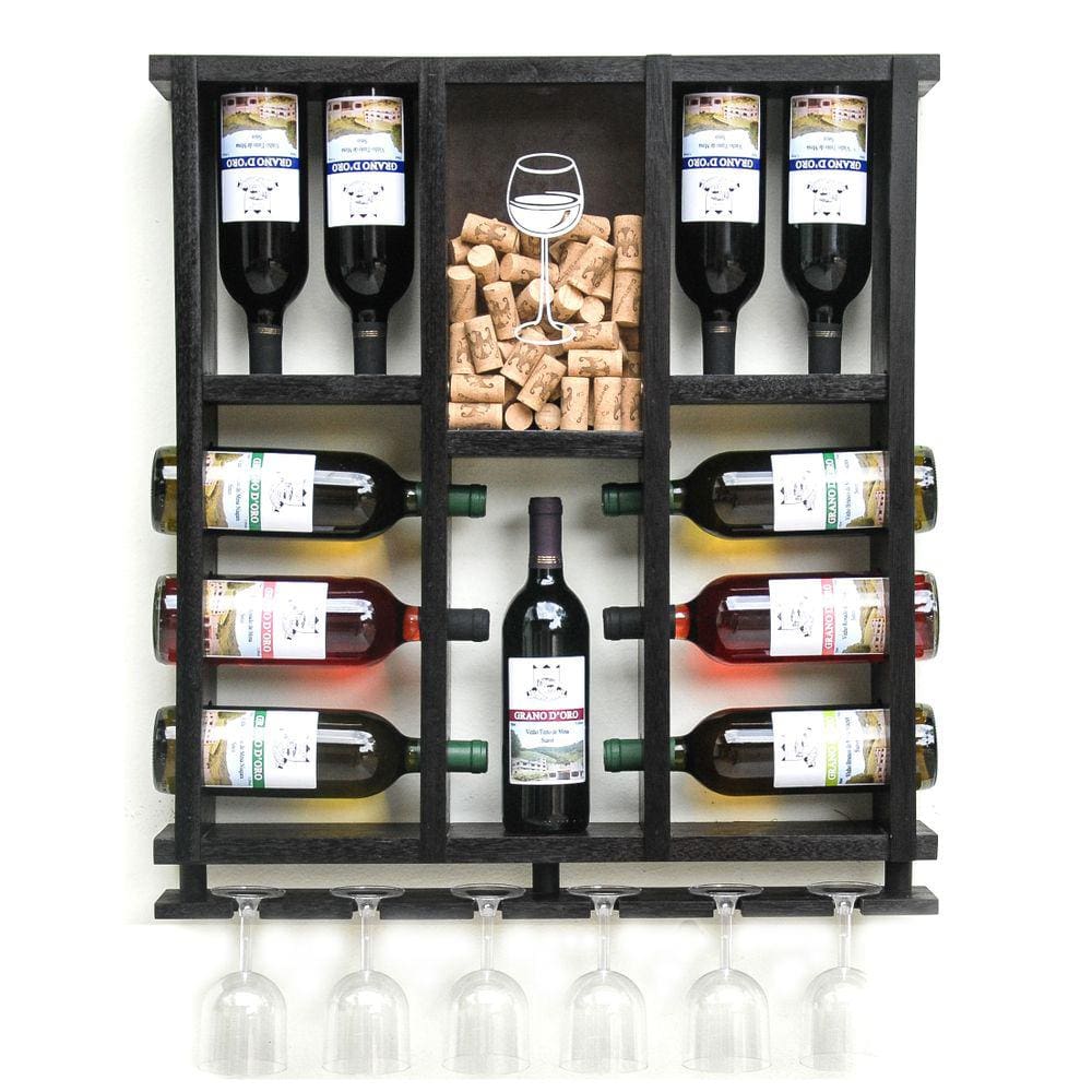 Adega Madeira 11 Garrafas Vinho Porta Rolhas E Taças