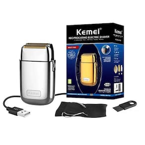 Maquina De Barbear Recarregável Metal Kemei Km Tx1 Silver