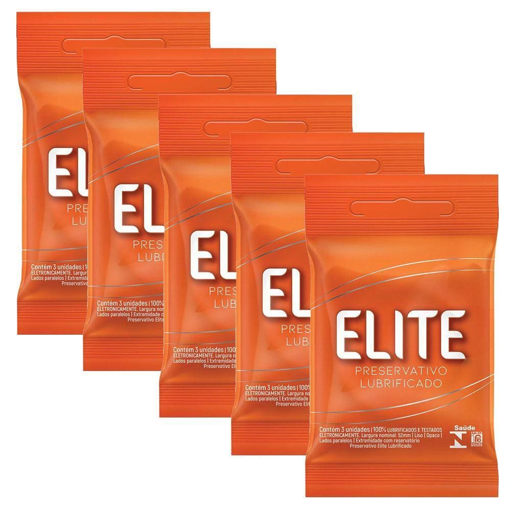 Kit 5 Pacotes Preservativo Elite C/ 3 Unidades Cada
