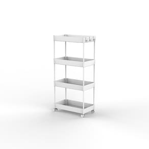Estante Multiuso com Rodas 4 Níveis Branco Just Home Collection