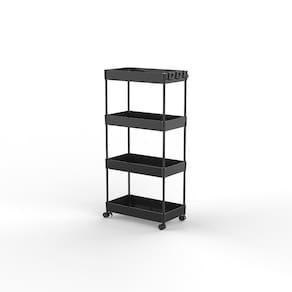 Estante Multiuso com Rodas 4 Níveis Preto Just Home Collection