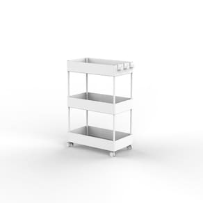 Estante Multiuso com Rodas 3 Níveis Branco Just Home Collection