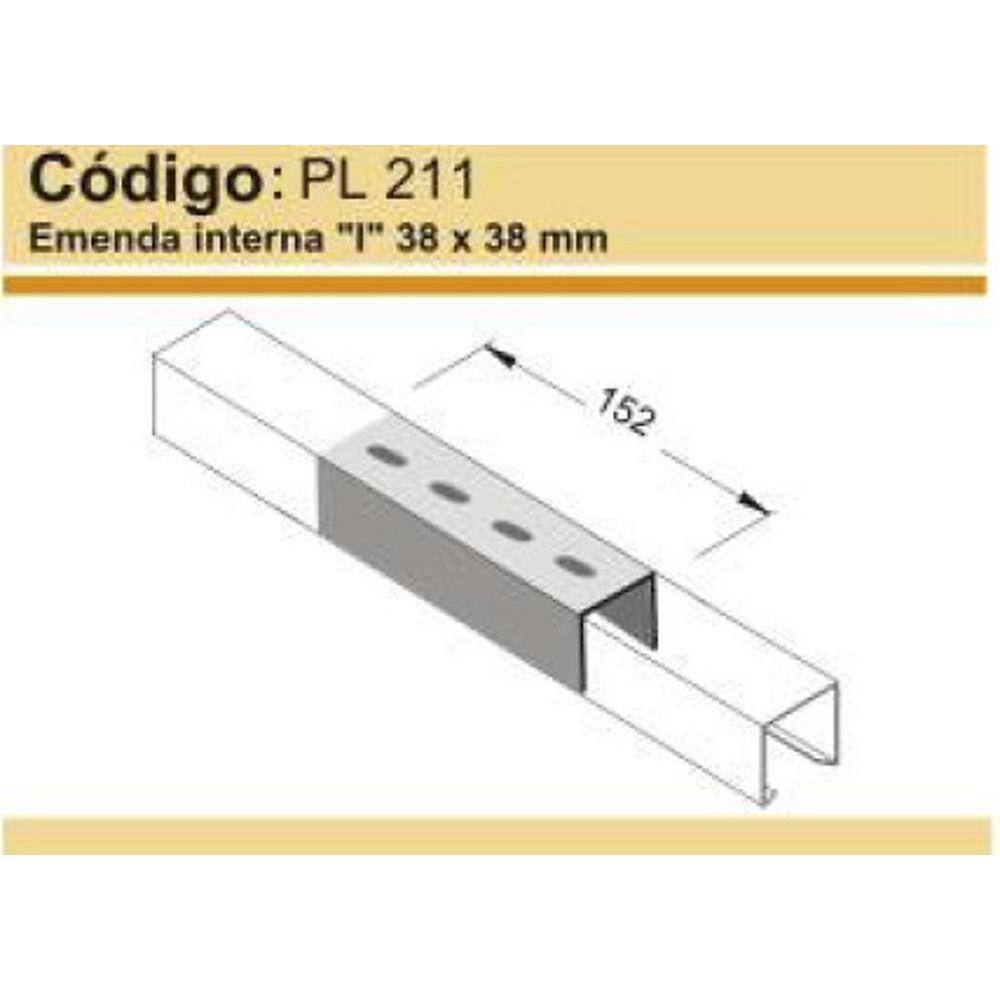 Emenda Interna I para Perfilado Reforçado 38X38cm Perfil Lider