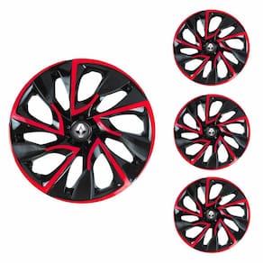 Jogo Calota Aro 14 DS4 Red Cup Elitte Preto Vermelho + Emblema Resinado Renault (Sandero Logan Clio Scenic Megane)